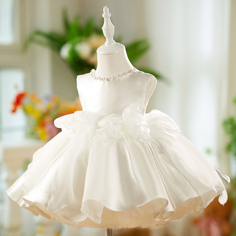 Girls White Communion Dress Baby Birthday Princess Dress