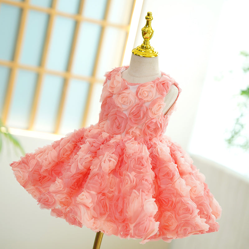 Baby Girl Birthday Pageant Dress Floral Fluffy Princess Dress