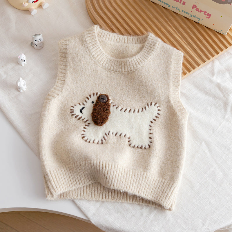Girls Autumn Cute Cartoon Knitted Vest