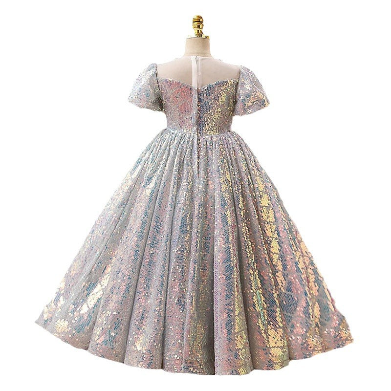 Elegant Baby Girls Puff Sleeve Princess Puff Maxi Dress Toddler Flower Girl Dress