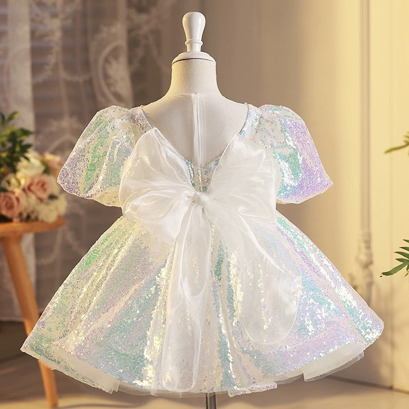 Girls Birthday Party Dress Children White Sequin Princess Dress – marryshe Girls Birthday Party Dress Children White Sequin Princess Dress – marryshe