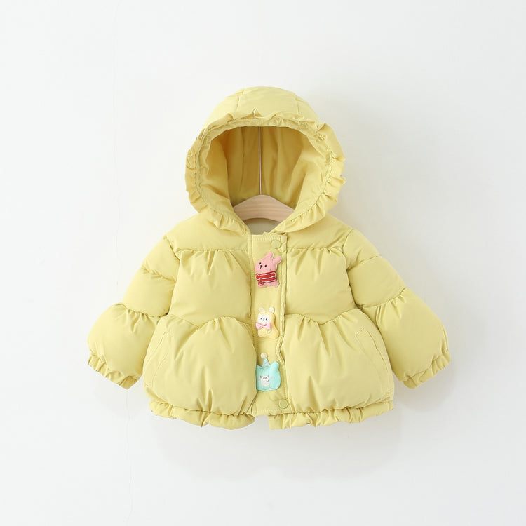 Girls' Winter Cartoon Hooded Cotton-padded Coat