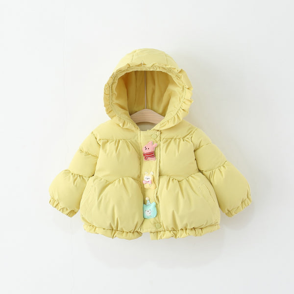 Girls' Winter Cartoon Hooded Cotton-padded Coat