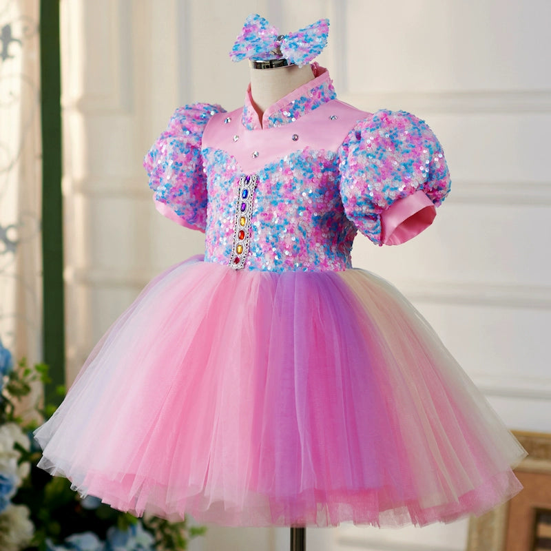 Multicolor Cute Baby Girl Fluffy Christmas Dress Toddler Birthday Princess Dress