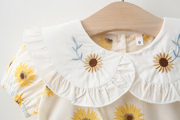 Baby Girl Doll Neck Sunflower Dress