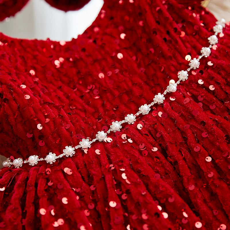 Baby Girl Red Communion Dress Girl Birthday Princess Dress