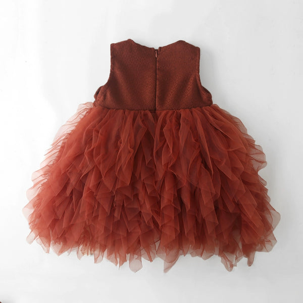 Girls Birthday Princess Dress Girls Red Bow Dress Children's Party Dress