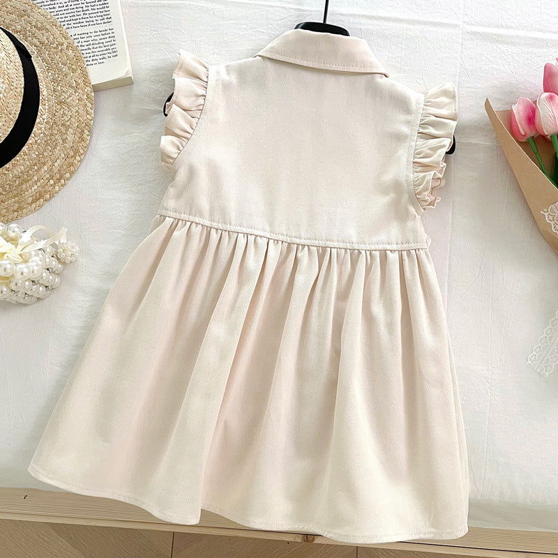 New Summer Girls Irregular 3D Flower Shirt Dress