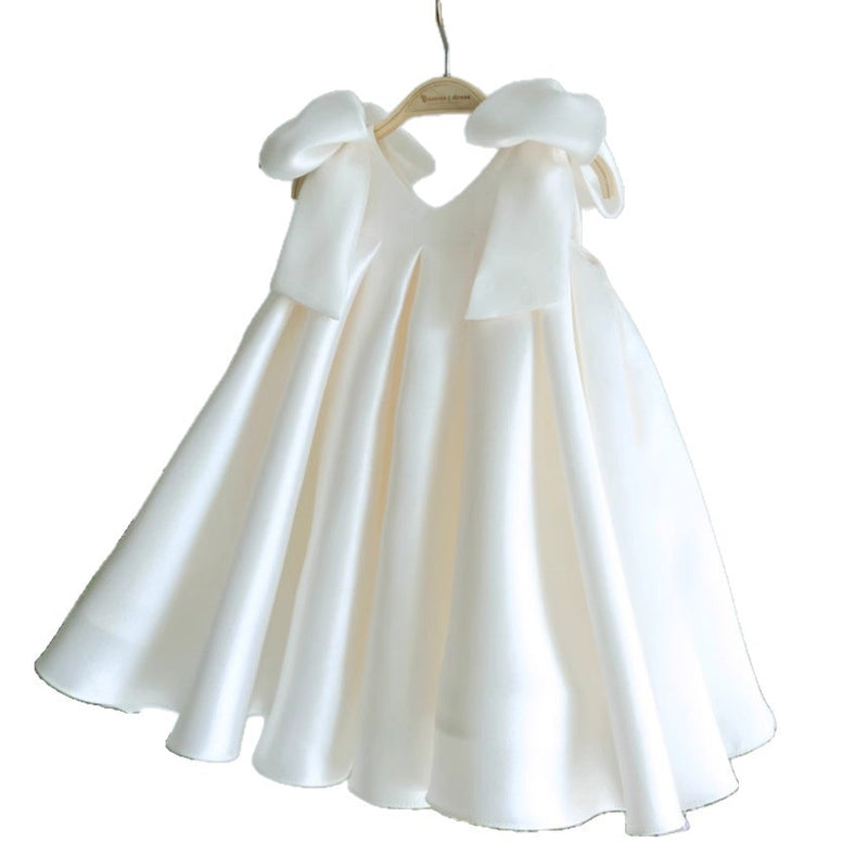 Girls Birthday White Dress Baby Communion Dress Flower Girl Wedding Princess Dress
