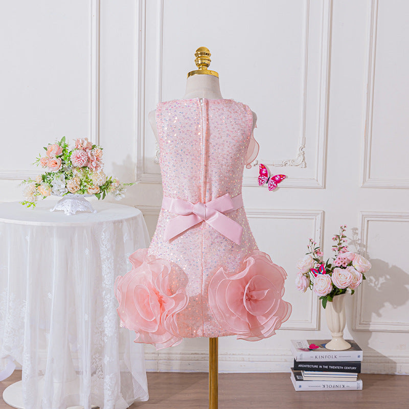 Girls Birthday Sequin Princess Dress Flower Girl Wedding Dress