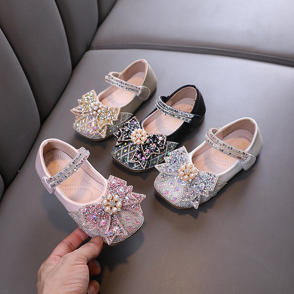 Summer Girls Princess Diamond Leather Shoes
