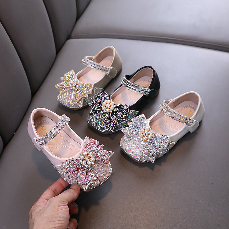 Summer Girls Princess Diamond Leather Shoes