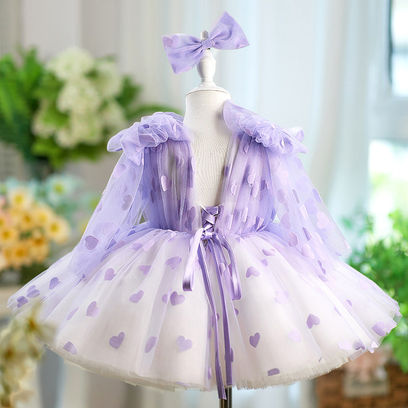 Girls Elegant Birthday Purple Dress Girls Party Princess Dress