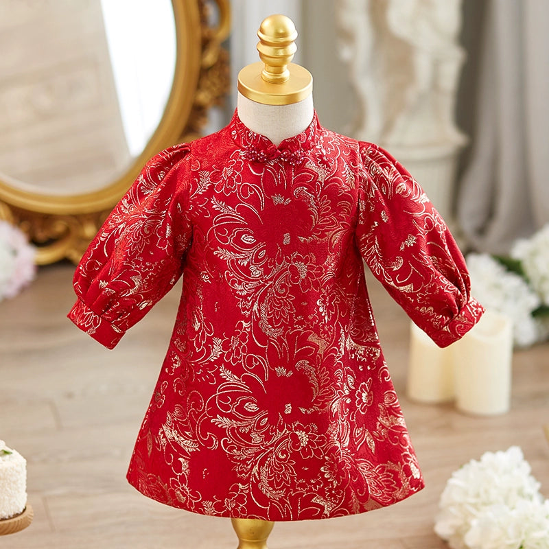 Girls Christmas Dress Girls Red Birthday Cheongsam Baby Princess Dress