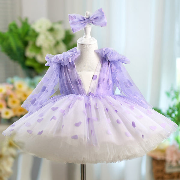 Girls Elegant Birthday Purple Dress Girls Party Princess Dress