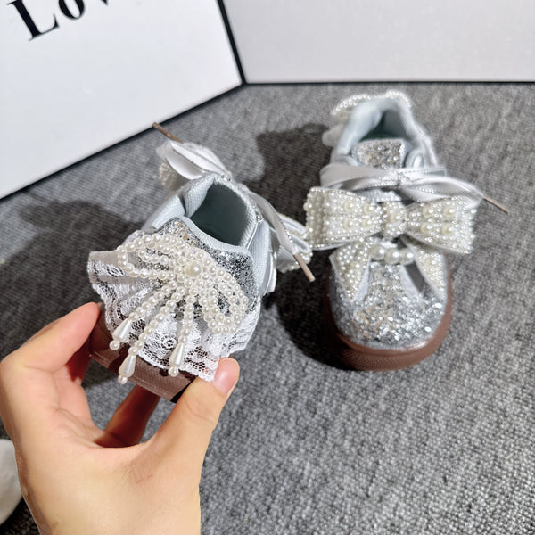Autumn Girls' New Sports Silver Princess Shoes