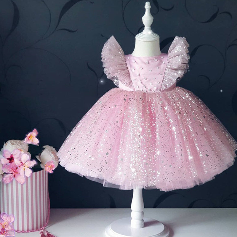 Baby Cute Girl Pageant Dress Toddler First Birthday Party Princess Dress