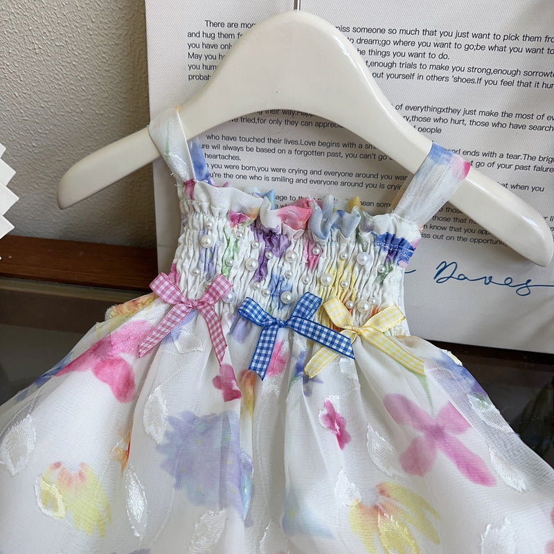 Girls Dress Summer Children's Casual Printed Suspender Dress