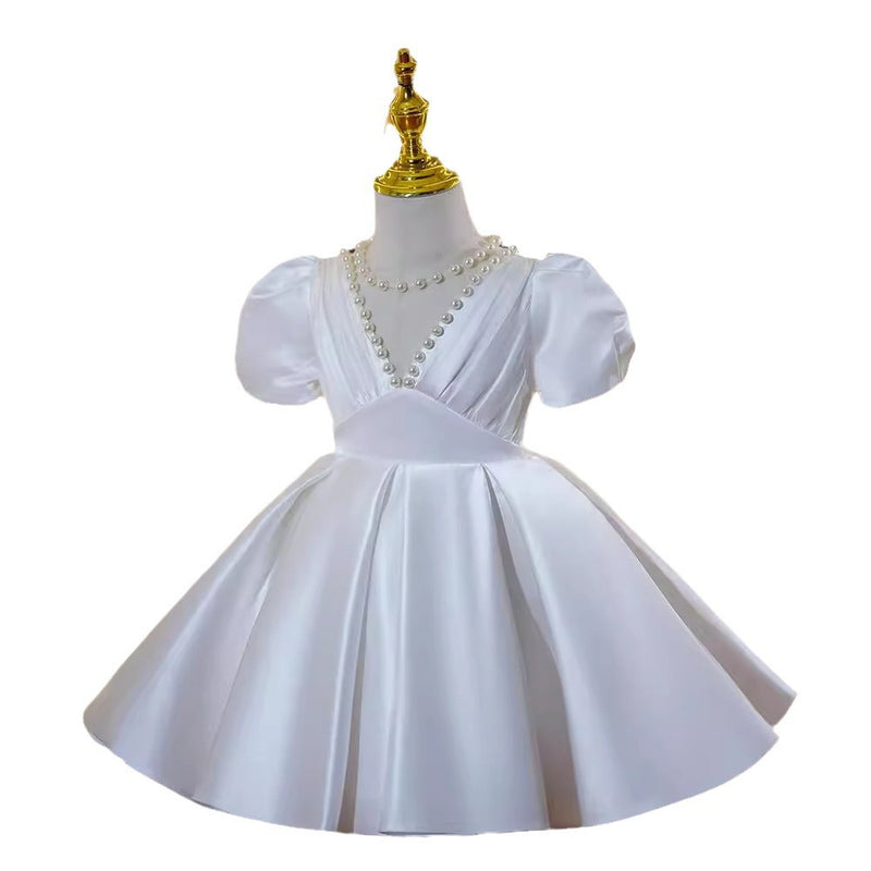 Children's Satin Birthday Dress Flower Girl Wedding Elegant Princess Dress