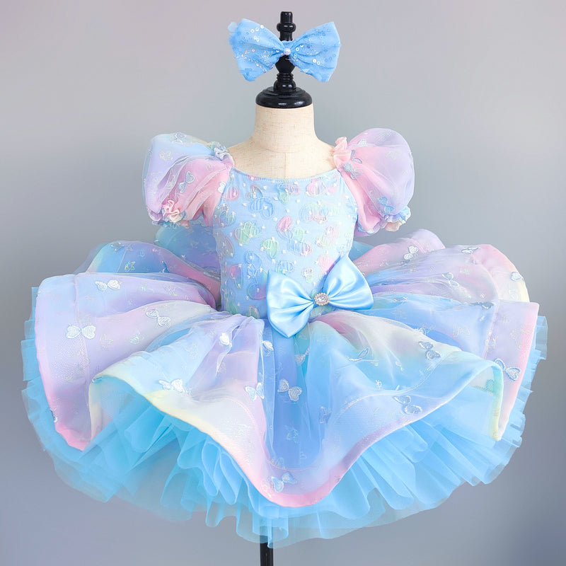 Girls Birthday Sequin Princess Dress Girls Cute Puffy Dress