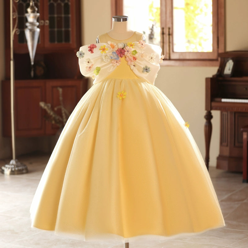 Children's Yellow Ball Gown Princess Dress Flower Girl Wedding