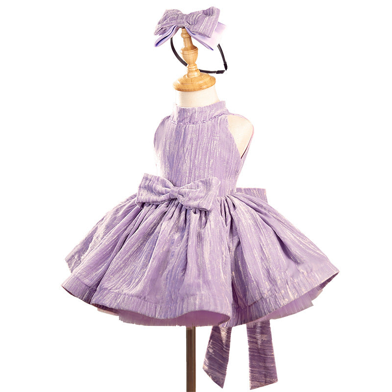 Girls Birthday Dress Purple Children Party Princess Dress