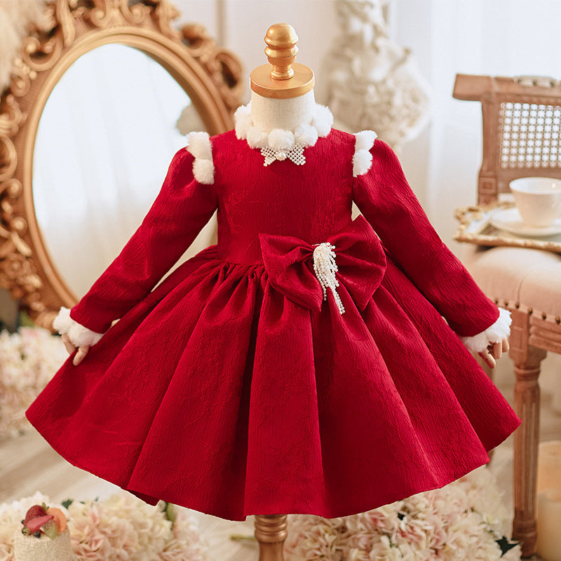 Girls Christmas Beauty Pageant Dress Toddler Embroidery Party Princess Dress, Red / 1-2 Years (90cm) Girls Christmas Beauty Pageant Dress Toddler Embroidery Party Princess Dress, Red / 1-2 Years (90cm)