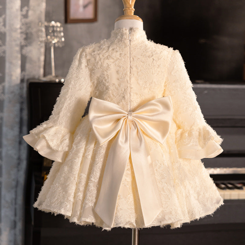 Baby Girl Birthday Long Sleeve Dress Girl Champagne Puffy Princess Dress