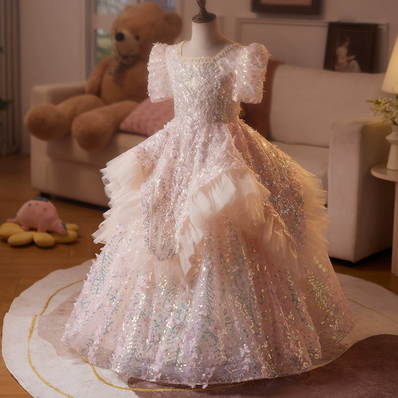 Girls' Elegant Birthday Dress Children's Prom Princess Dress Flower Girl Wedding Dress