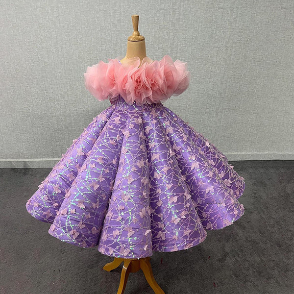 Elegant Baby Sequined Puffy Princess Dress Toddler One-shoulder Party Dress