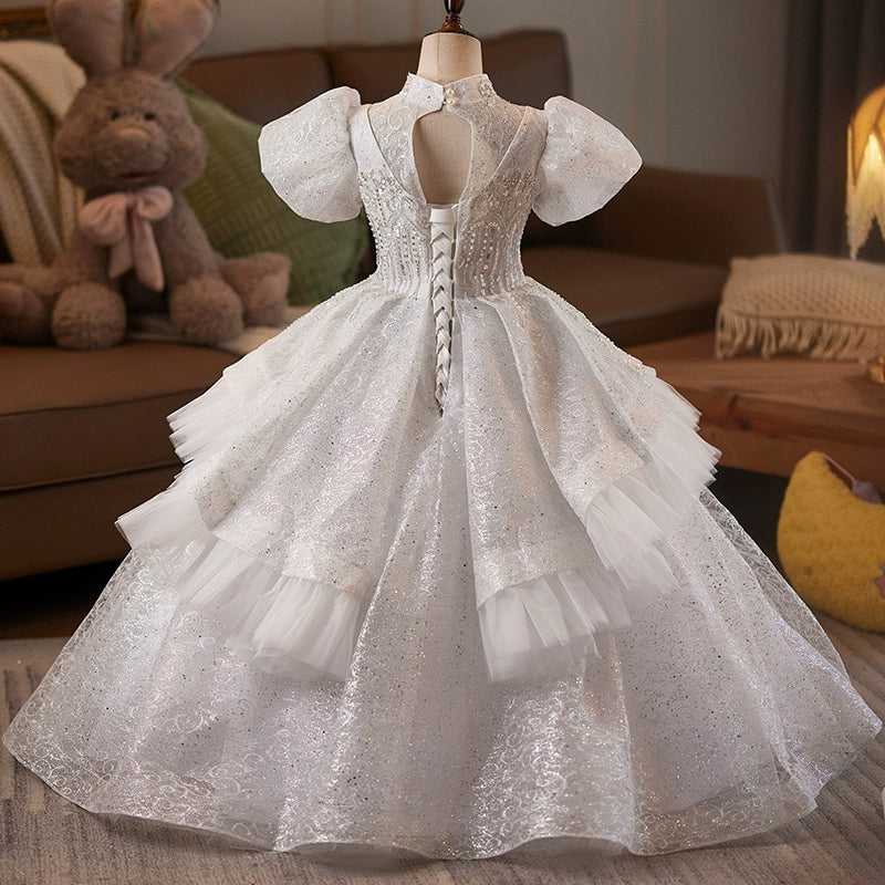Girls Elegant Wedding Dress Children Birthday Princess Dress