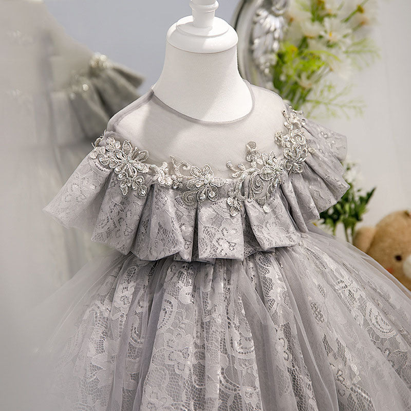 grey infant dress Jacadi - Baby girl dress in linen - Grey/Multicolour