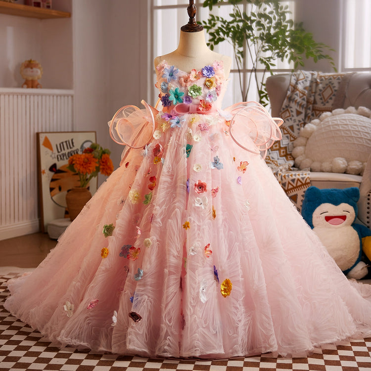 Pink Girls Dress Children's Prom Dress Flower Girl Wedding Dress