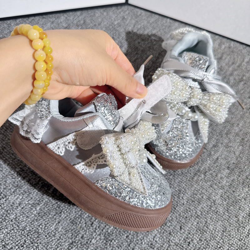 Autumn Girls' New Sports Silver Princess Shoes