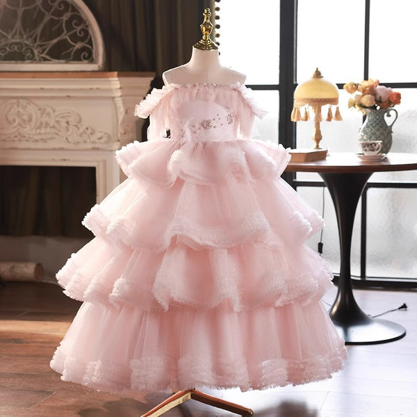 Elegant Baby Pageant Dresses Toddler First Communion Mesh Dress