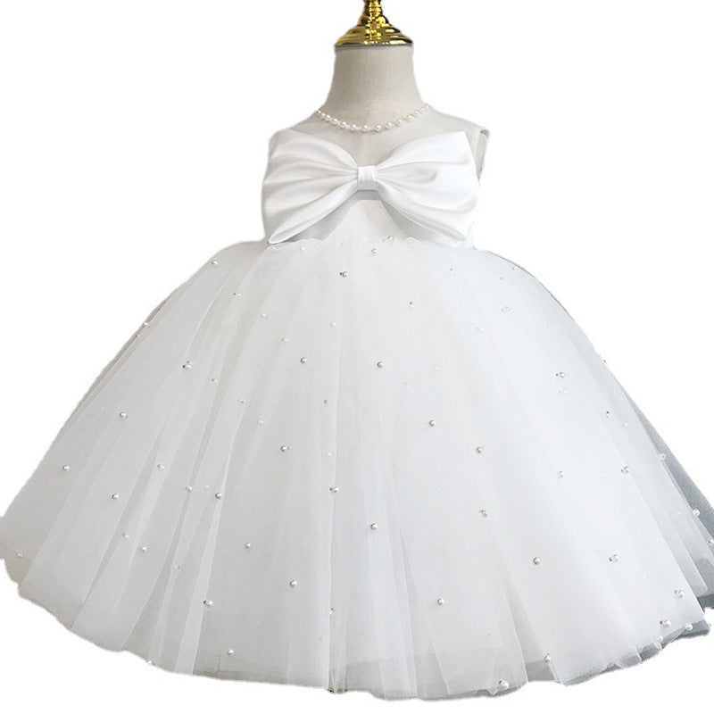 Marryshe - Girl Formal Dresses - Elegant Baby Pearl Mesh Birthday Party Evening Dress Toddler First Communion Dresses, White / 9-10 Years (150cm) Marryshe - Girl Formal Dresses - Elegant Baby Pearl Mesh Birthday Party Evening Dress Toddler First Communion Dresses, White / 9-10 Years (150cm)