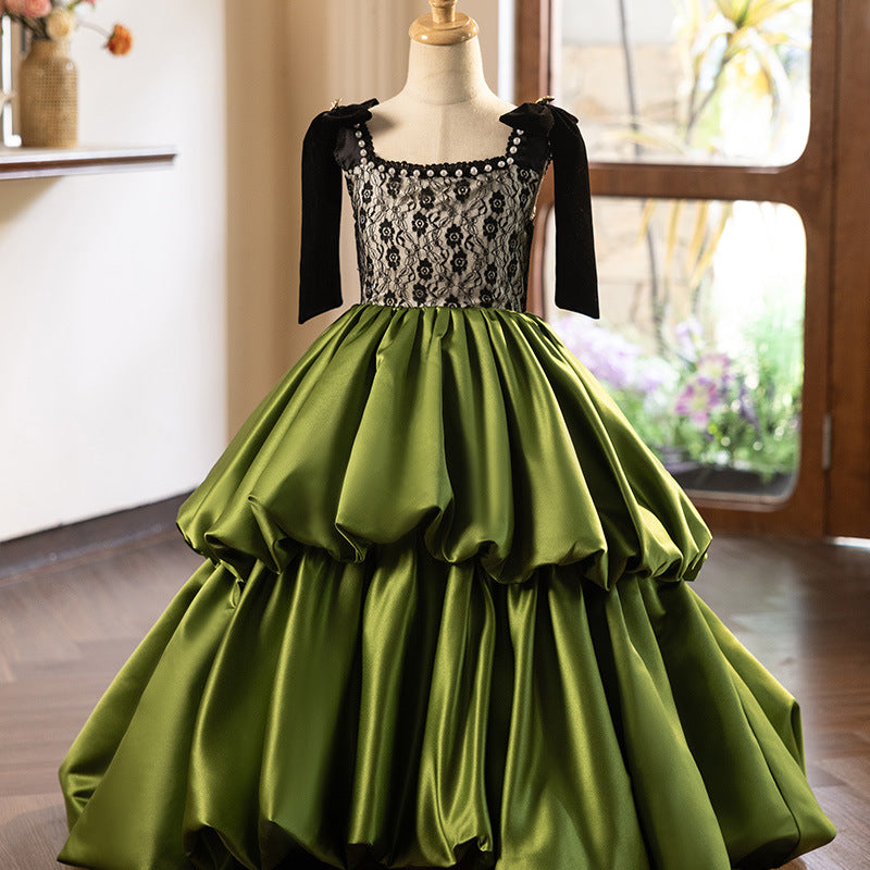 green dress for christening TEAJOPSUU Toddler Baby Girls Princess Dresses Christening Dress Sleeveless Suspender 3D Flower Tulle Dress Wedding Birthday Pageant Tutu Gown F-Green