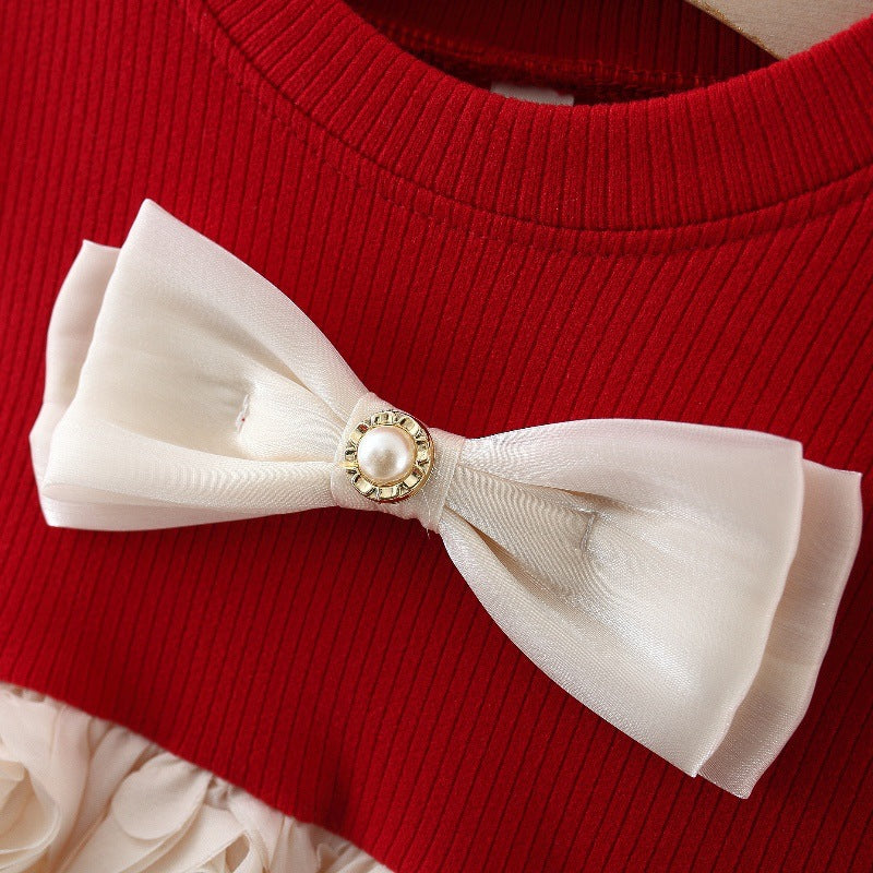Girls Autumn Rose Bud Princess Dress