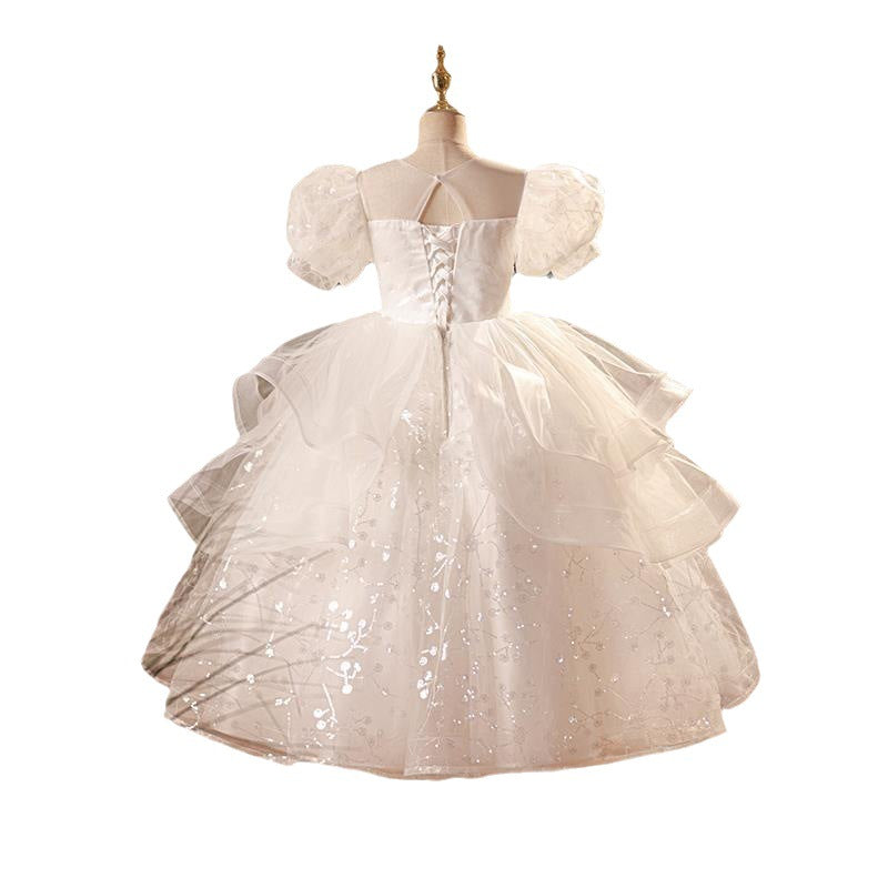 Baby Girl Wedding Piano Party Dress Beaded Sequined Princess Dress