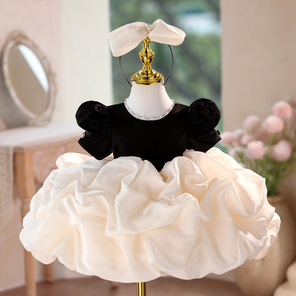 Girls Elegant Communion Dress Children Birthday Puff Princess Dress