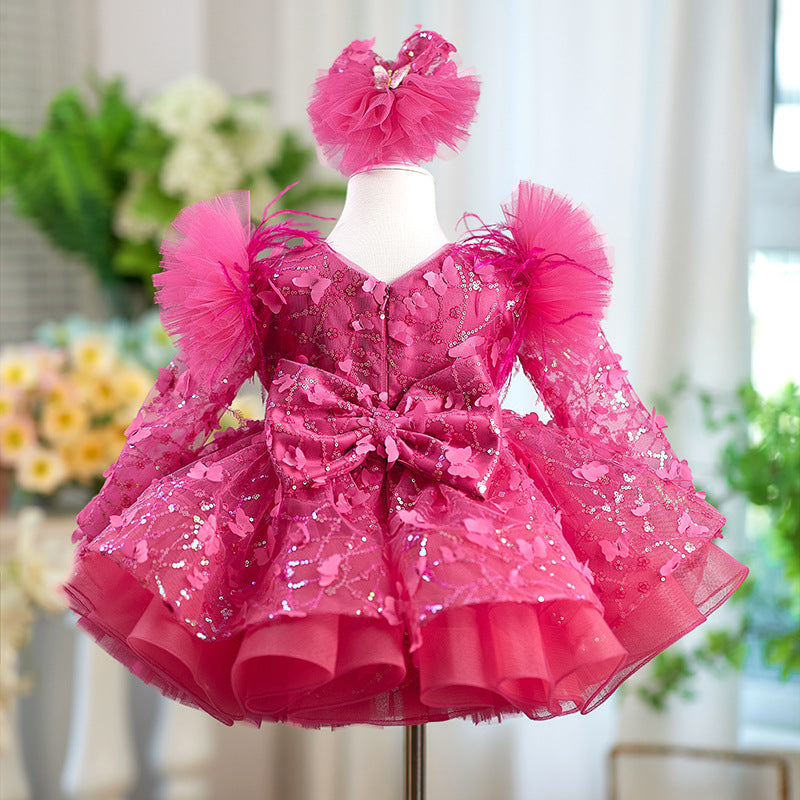 Girls Birthday Party Dress Girls Butterfly Sequin Princess Dress