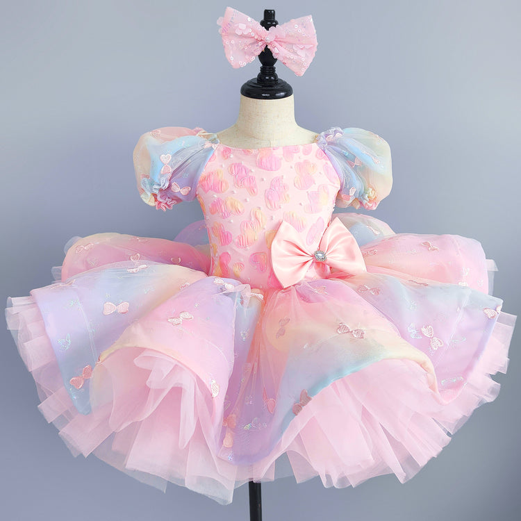 Girls Birthday Sequin Princess Dress Girls Cute Puffy Dress