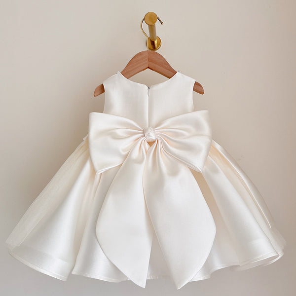 Girls' Communion Dresses Girls' Bow Satin Dresses Flower Girl Dresses
