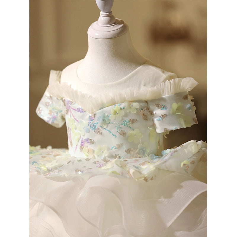 Cute Girl Birthday Dress Flower Girl White Wedding Dress