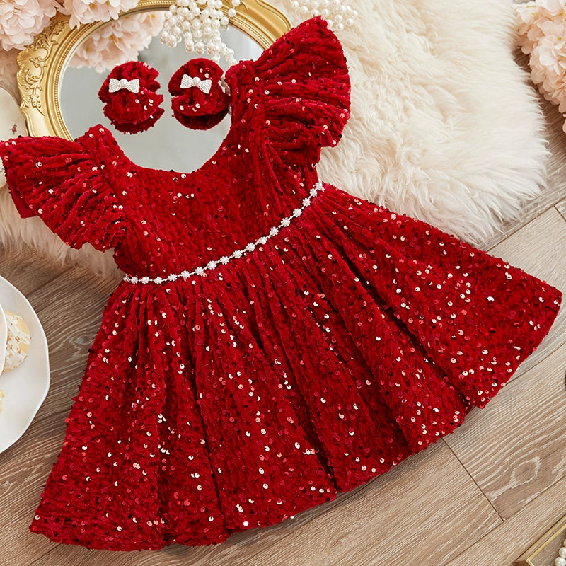 Baby Girl Red Communion Dress Girl Birthday Princess Dress
