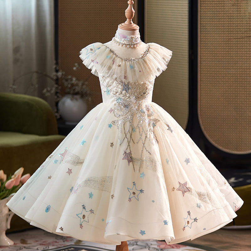 Champagne Color Sleeveless Sequin Birthday Dress Princess Dress marryshe Champagne Color Sleeveless Sequin Birthday Dress Princess Dress marryshe