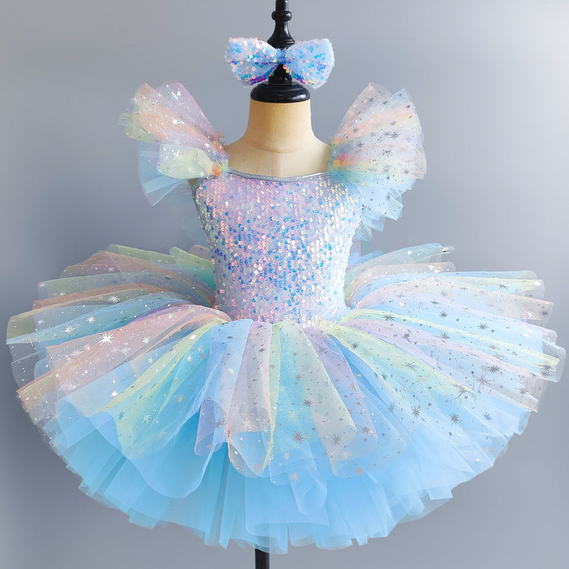 Cute Flower Girl Dress Girl Birthday Puffy Princess Dress