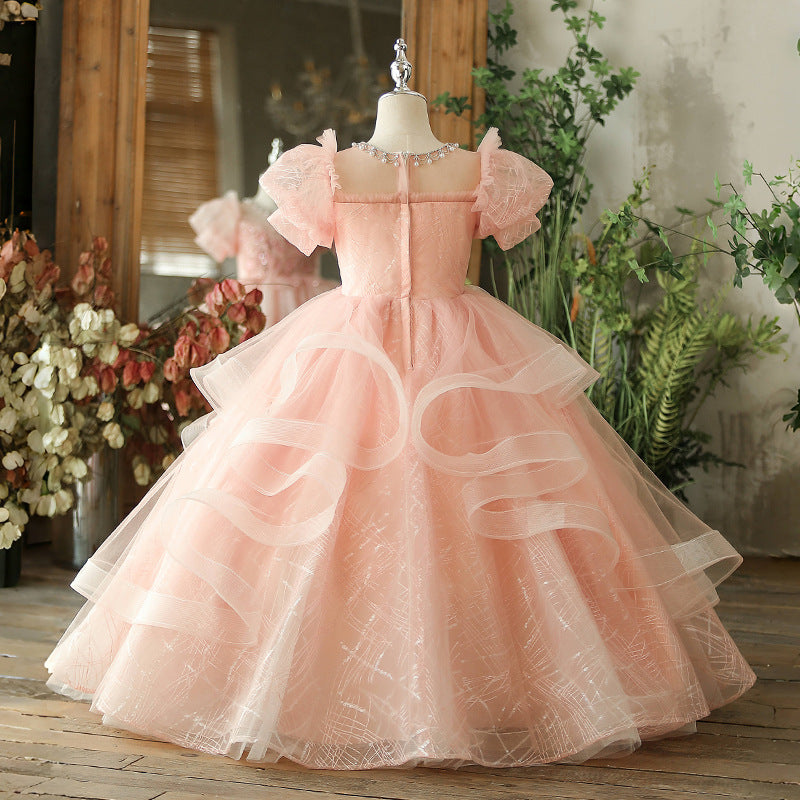 Pink Girls Prom Dress Girls Birthday Princess Dress Children Party Dress