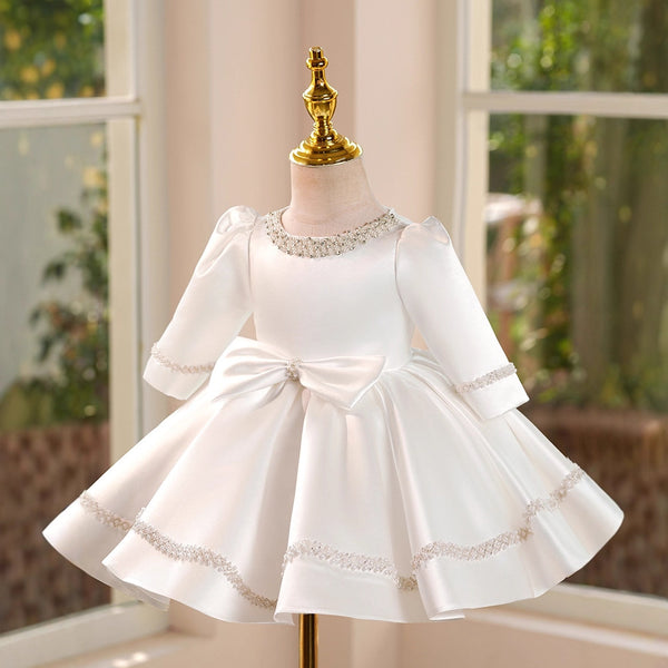 Girls Communion Dress Flower Girl White Wedding Dress Children's Birthday Princess Dress