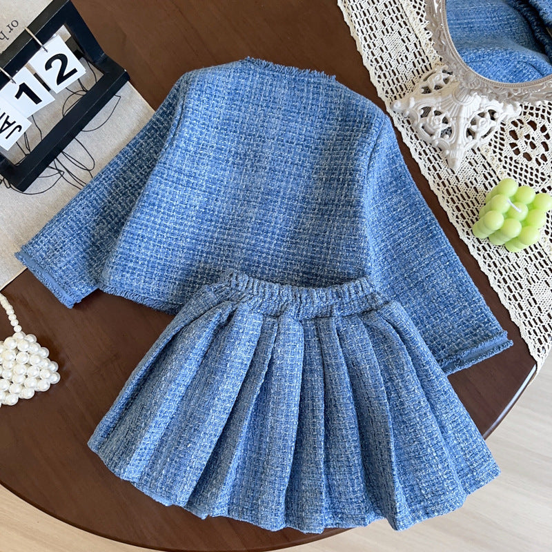 Girls Spring Party Dress Girls Cute Jacket Skirt Two-piece Set